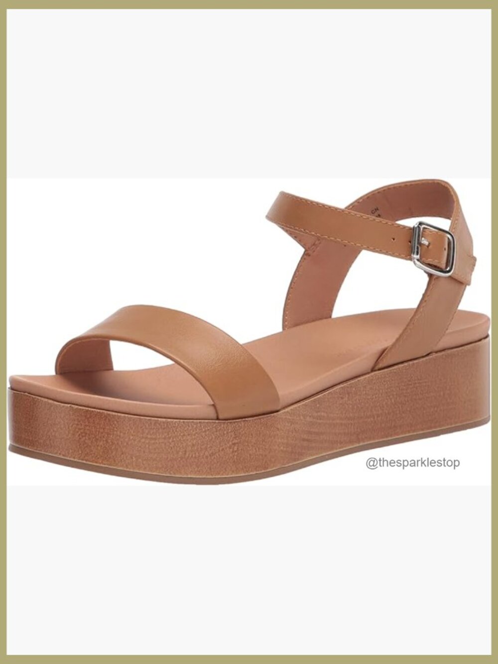 Women's Two Band Ankle Strap Open Toe Flatform Sandal - Faux Leather
